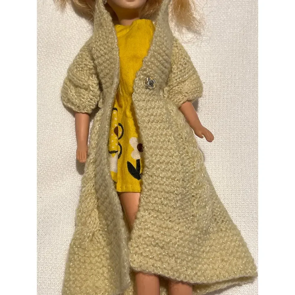 Vtg Doll Sweater Yellow Crochet Fits Tressy 12’, Fashion Dolls Clothes Homemade
